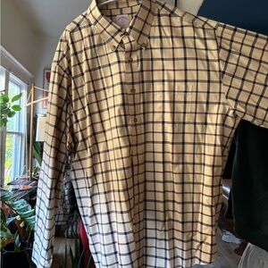 Brooks Brothers Beige and Brown Checkered Shirt